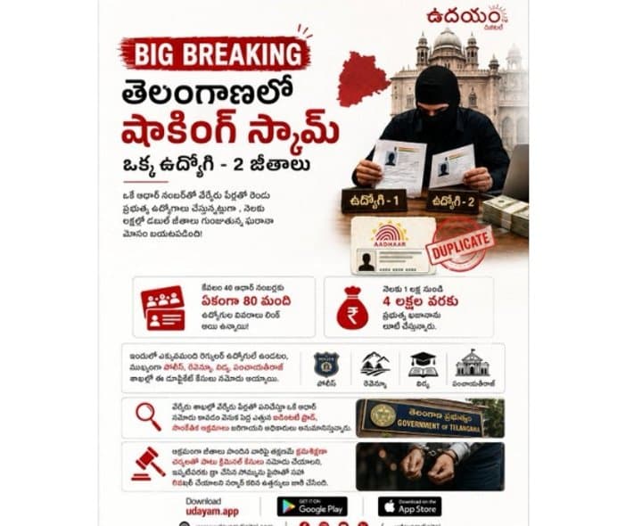 ఒకే ఆధార్‌తో ఇద్దరు ఉద్యోగుల వివరాల గుర్తింపు